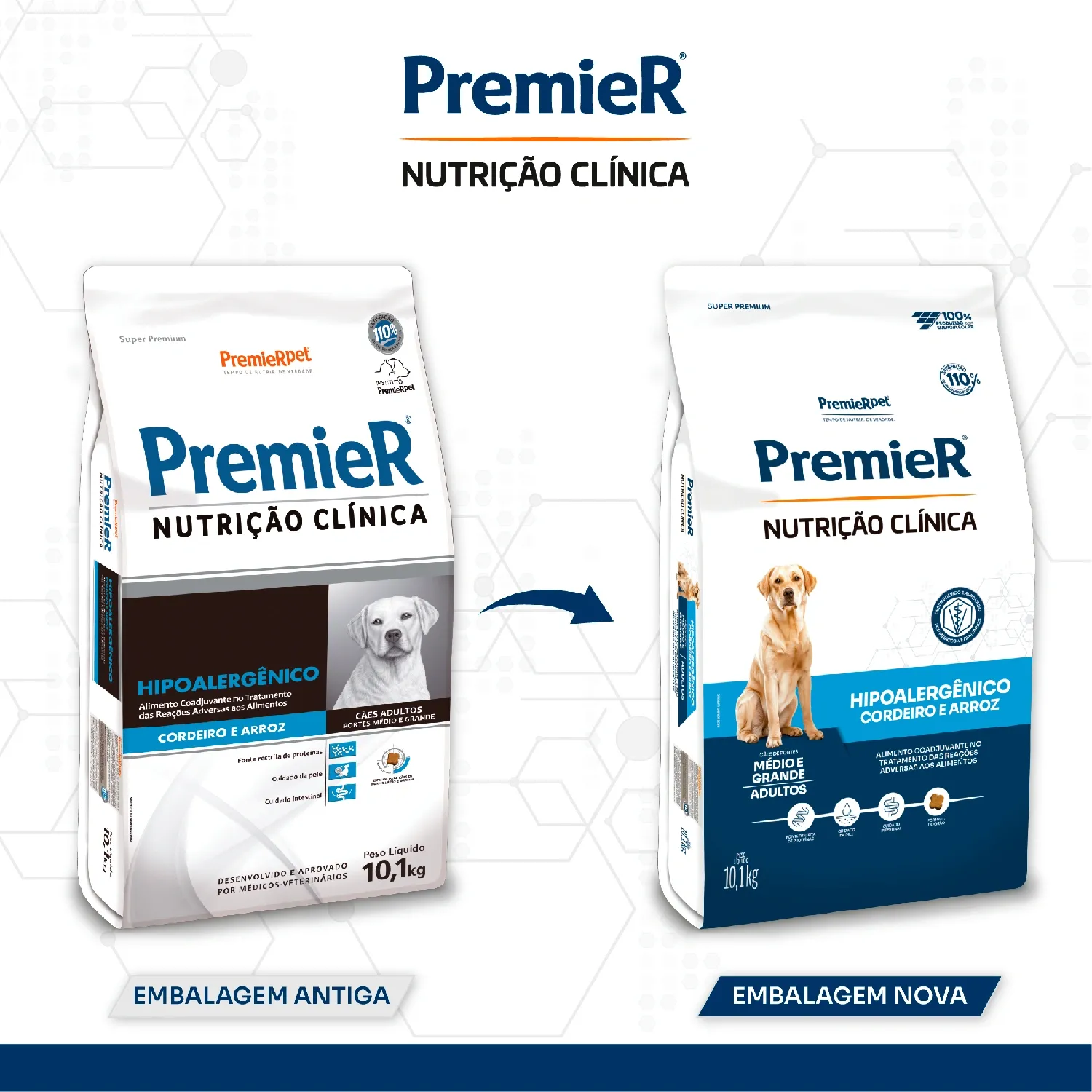 Ração Premier Nutrição Clínica Hipoalergênico Cães Médio e Grande Porte Cordeiro e Arroz